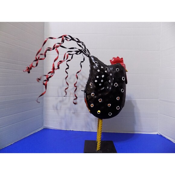 Vintage Blue Sky 2002 Metal Rustic Rooster Chicken Tea Candle Sculpture Country - Picture 3 of 9